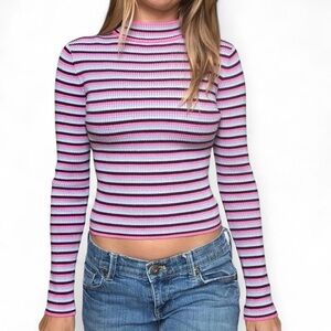 Arizona mock neck ribbed thermal long sleeve sweater crop top